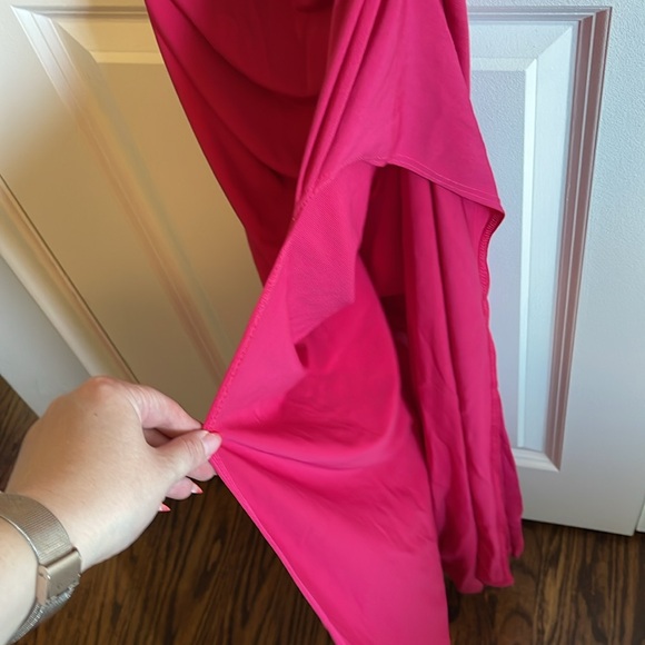 Fashion Nova 1xl one shoulder ruched floor length pink dress with side slit - Picture 5 of 5